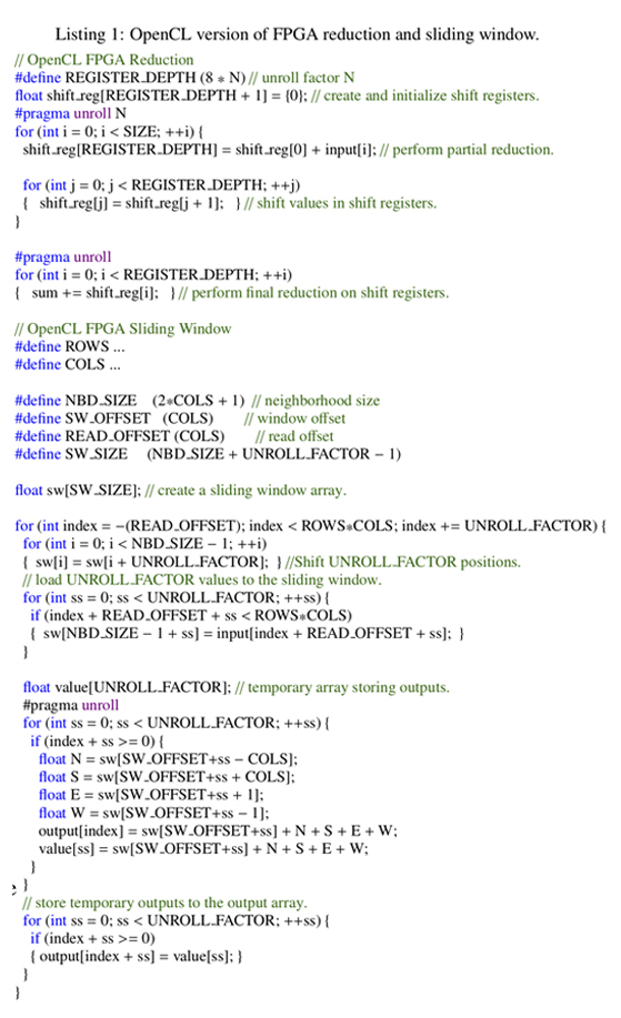 OpenCL version of FPGA reduction and sliding window